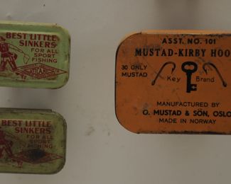 ANTIQUE ADVERTISING FISHING TINS