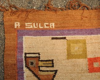 SIGNED ALFONSO SULCA CHUMP WARIS TAPISTRY RUG PERU