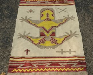 VTG GECO LIZARD WOOL TAPESTRY RUG PERU 