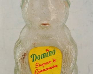 GLASS DOMINO BANK BOTTLE