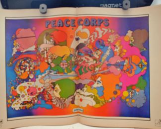 RARE PETER MAX MAGAZINE 1970 PEACE CORPS POSTER CENTER FOLD 