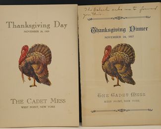 WEST POINT CADET MESS THANKSGIVING DAY MENU FROM THE 30's