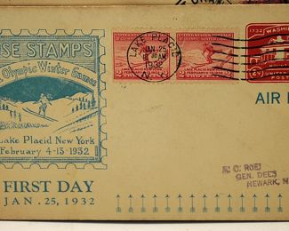 FDC AIRMAIL LAKE PLACID WINTER OLYMPICS 1932