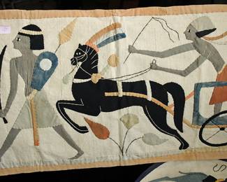 EGYPTIAN HAND STITCH TAPESRY ON LINEN 