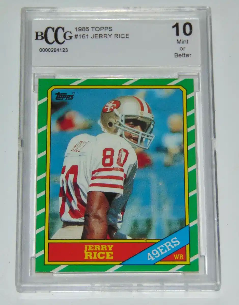 JERRY RICE ROOKIE CARD, #161, 1986, BECKETT GRADE 10, NFL HOF