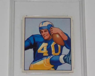 GRADED 1950 BOWMAN FOOTBALL CARD - #52 ELROY HIRSCH - PSA NM 7