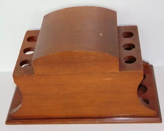 VINTAGE PIPE TOBACCO HUMIDOR 6 PIPE STAND COMBO