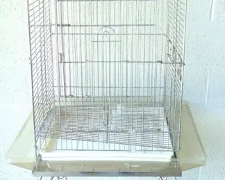 LARGE SIZE CHROME PARROT BIRD CAGE &  STAND