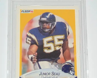 GRADED 1990 FLEER UPDATE JUNIOR SEAU U-102 FOOTBALL CARD - PSA GEM MT 10 - NFL SAN DIEGO CHARGERS LINEBACKER 