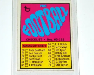 UNMARKED TOPPS PRO FOOTBALL CHECKLIST 1967 