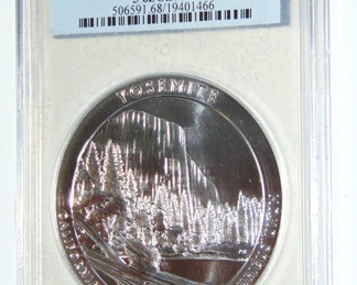 5 oz SILVER COIN YOSEMITE NP - PCGS MS68 DMPL