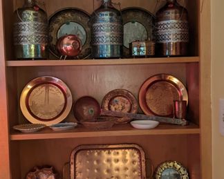 Copper, brass, pewter, porcelain etc