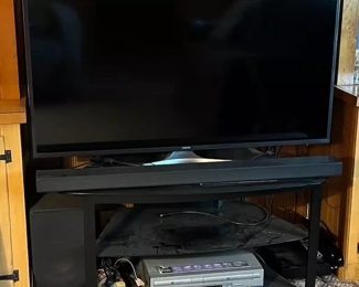Samsung 50in TV, Soundbar, Speaker, DVD Player, TV Stand