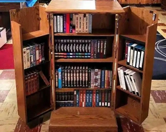 Sauder Brand VHS Cabinet With Numerous VHS Movies