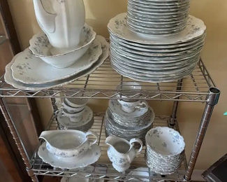 12 place setting Haviland Blue Garland plus accessories 