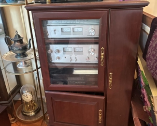 Stereo cabinet, has matching pieces, records to come, pioneer sound system 