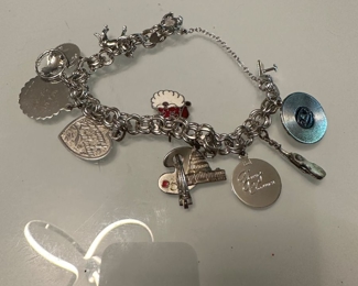 Awesome vintage sterling charm bracelet, record, more