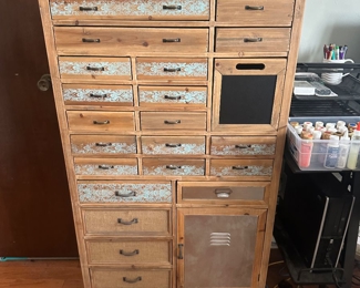 Awesome crafting chest, shabby chic, multiple drawers, tin bottom cabinet, likely hobby lobby great shape