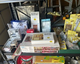 New in box miniature furniture, cast iron, wood, plastic, some nice new pieces