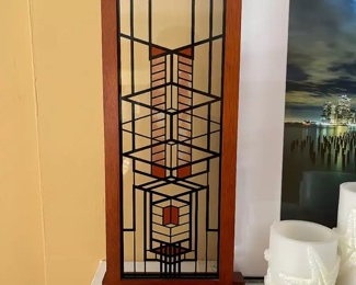Frank Lloyd Wright studios framed glass 