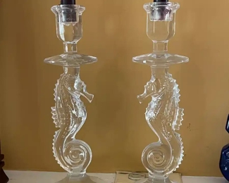 Waterford Crystal seahorse candlesticks 