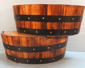 Wood Whiskey Barrel Wall Mounted Shelves, 8.5" x 23.5" x 11.5", Qty 2