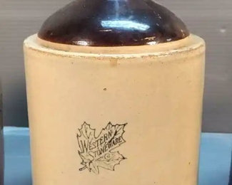 Western Stoneware Handled Crock, And Unbranded Crocks, Qty 2