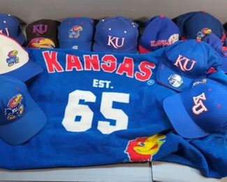 University Of Kansas Caps, Qty 14, Beanie, And Snuggie