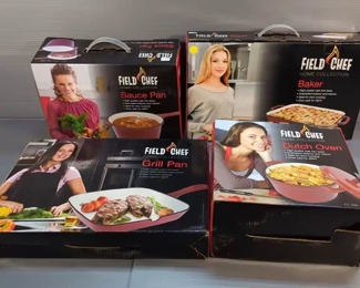 Field Chef Home Collection Dutch Oven FC-089, Sauce Pan FC- 090, Baker, FC-092, Grill Pan, FC-091, In Original Boxes