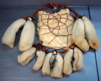 Hand Crafted Native American Style Wall Art Qty 2, And Fur Remnants
