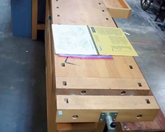 Lervad Carpenters Workbench With Vices And Bench Dogs, 34" x 72" x 36"