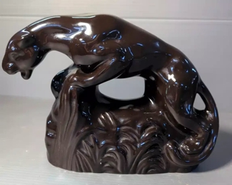 Ceramic Panther Lamp, 7.5"