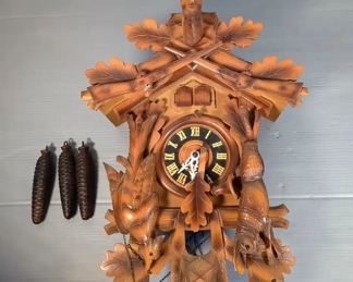 Vintage Hunters Cuckoo Clock, 24" x 13" x 10"