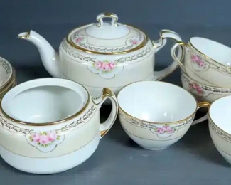 Hand Painted Nippon China, Includes Tea Pot, Creamer, Sugar), 6 Teacups, And 5 Saucers