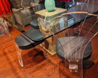 Acrylic Dining Chairs with Glass Table