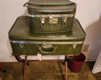 vintage green luggage