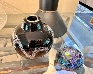 Kosta Boda vase and Susan Anton Levay art glass.