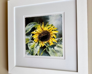 Signed Linda Baker flower art.