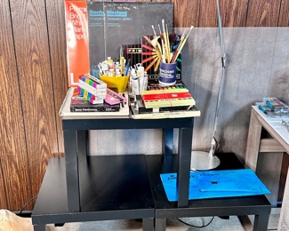 Ikea table and art supplies.