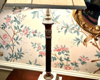 Vintage Brass Two Bulb Lamp on Marble Base