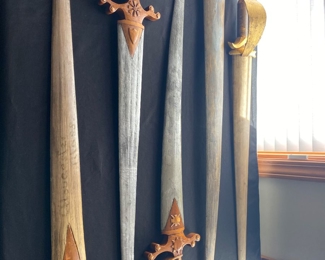 A rare antique collection of sword fish beak swords 