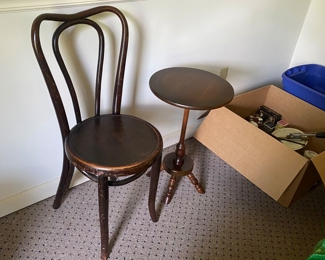 Wood chair with side table