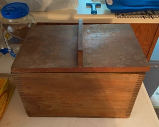 Handcrafted tool box full of vintage tools