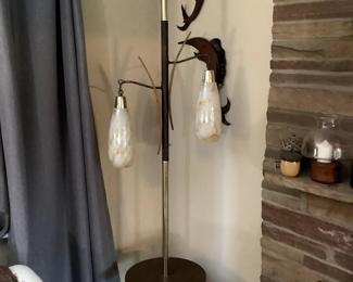 Tension Rod Lamp with original glass  - underwriters laboratory                                                                                             Pair Swordfish Wall Art Walnut & Metal Masketeers 1958