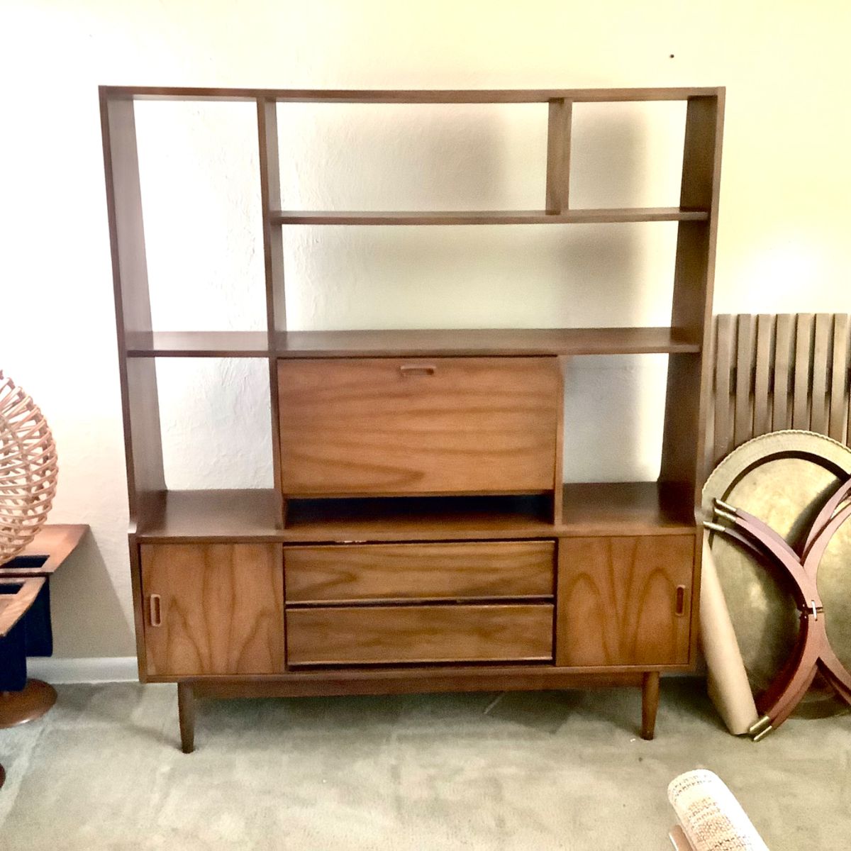 Walnut room divider/bar Henry M Goodman 