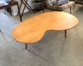 Rock maple kidney coffee table. Hand made shop class 1964 