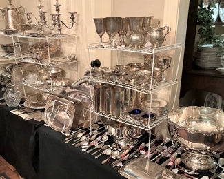 Wonderful array of sterling silver and silverplate serving pieces
