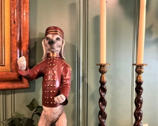 Bombay bellhop - holds wine bottle; English antique barley twist candle holders