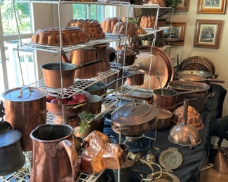 Huge array of antique copper and brass