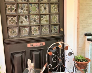 Weathered chair and small table (Unfortunately, the door is NOT for sale.)